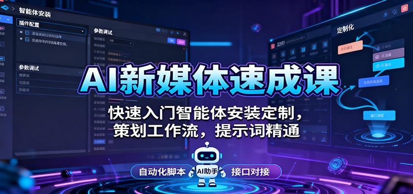 AI新媒体速成课：快速入门智能体安装定制，策划工作流，提示词精通-知芽创业社