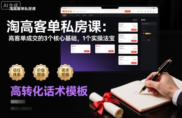 淘高客单私房课：高客单成交的3个核心基础，1个实操法宝-知芽创业社