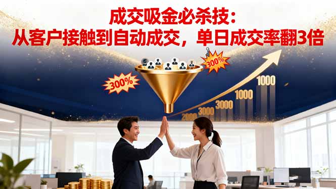 吸金成交营销必杀技：从客户接触到自动成交，单日成交率翻3倍-知芽创业社