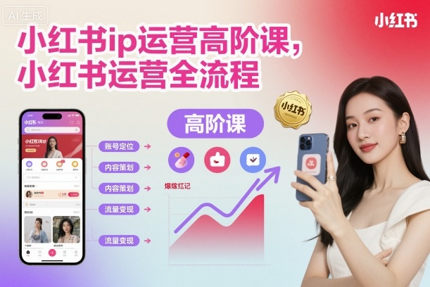 小红书ip运营高阶课，小红书运营全流程-知芽创业社