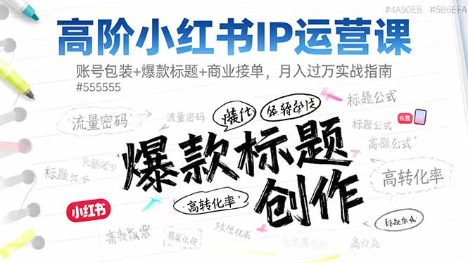 高阶小红书IP运营课：账号包装+爆款标题+商业接单，月入过万实战指南-知芽创业社