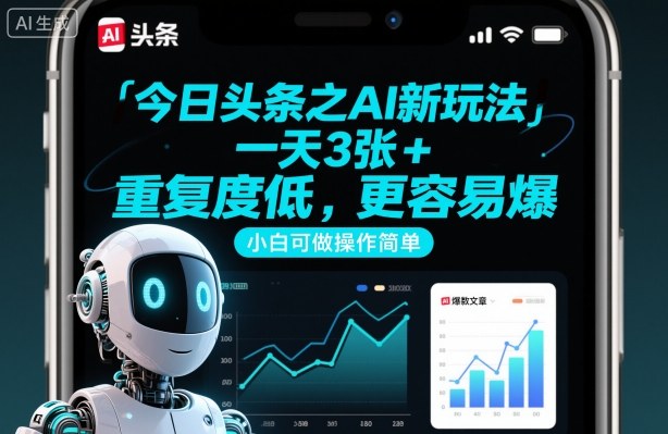 今日头条之AI新玩法，一天3张+，重复度低，更容易爆，小白可做操作简单-知芽创业社