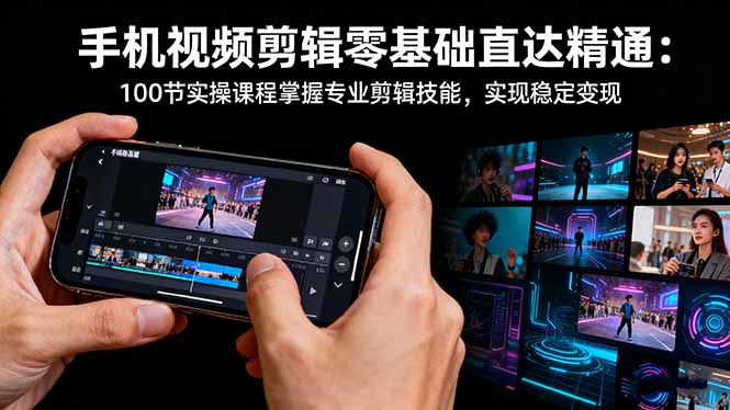 手机视频剪辑零基础直达精通：100节实操课程掌握专业剪辑技能，实现稳...-知芽创业社