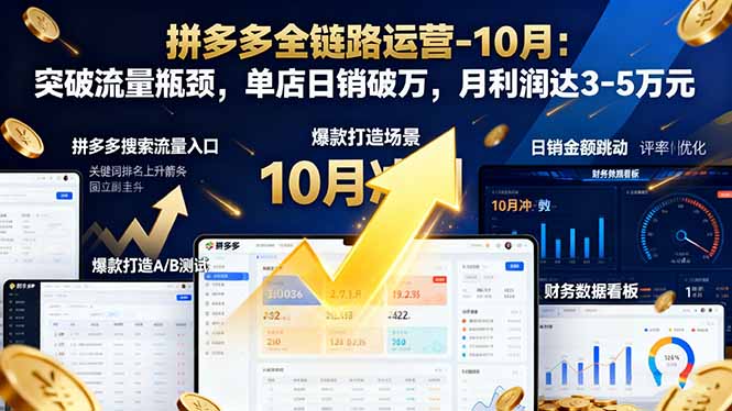 拼多多全链路运营-10月：突破流量瓶颈，单店日销破万，月利润达3-5万元-知芽创业社