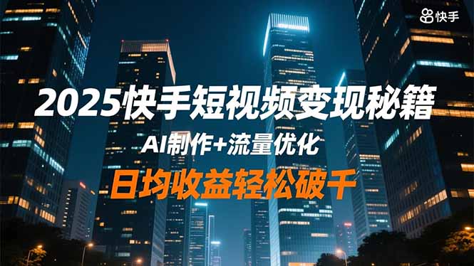 2025快手短视频变现秘籍，AI制作+流量优化，日均收益轻松破千-知芽创业社