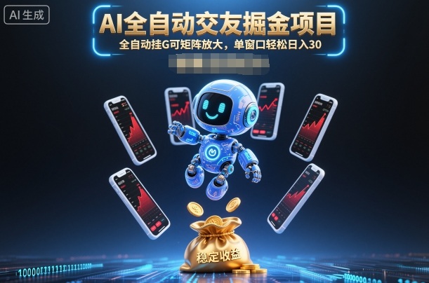 AI全自动交友掘金项目，全自动挂G可矩阵放大，单窗口轻松日入30+【揭秘】-知芽创业社