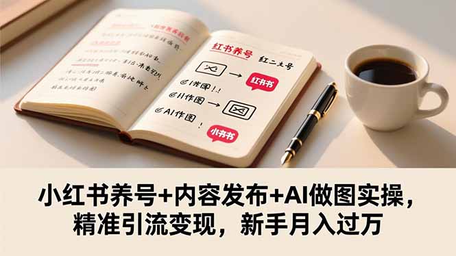 小红书养号+内容发布+AI做图实操，精准引流变现，新手月入过万-知芽创业社