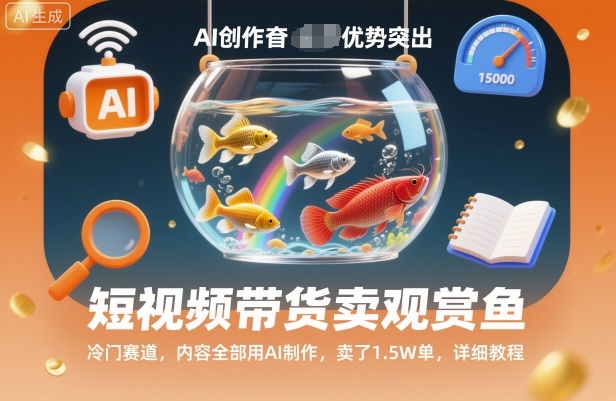 短视频带货卖观赏鱼，冷门赛道，内容全部用AI制作，卖了1.5W单，详细教程-知芽创业社