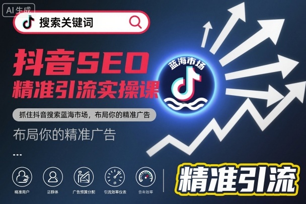 抖音SEO精准引流实操课，抓住抖音搜索蓝海市场，布局你的精准广告-知芽创业社