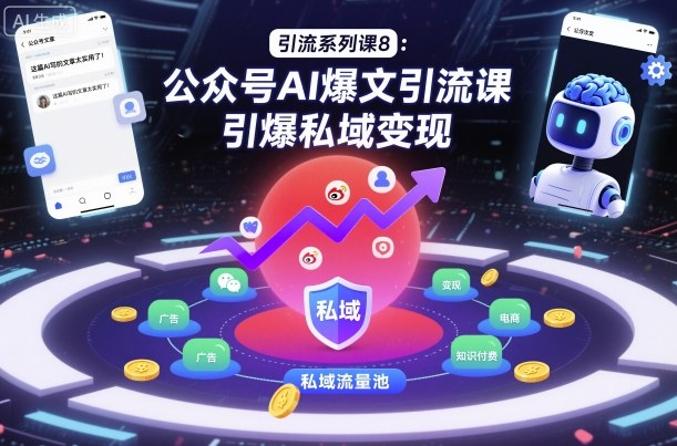 引流系列课8：公众号AI爆文引流课，引爆私域变现-知芽创业社