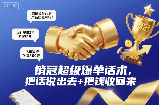 销冠超级爆单话术，把话说出去+把钱收回来-知芽创业社