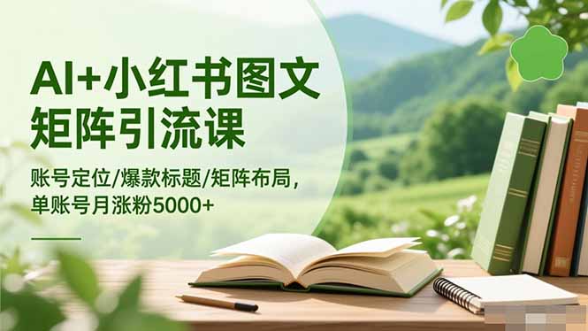 AI+小红书图文矩阵引流课：账号定位/爆款标题/矩阵布局/单账号月涨粉5000+-知芽创业社