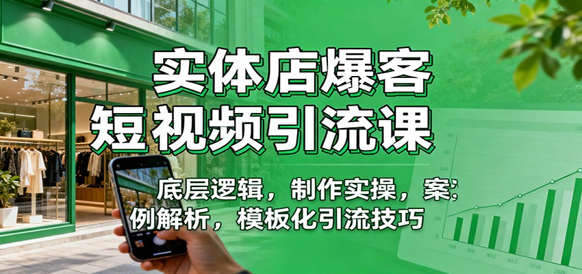 实体店爆客短视频引流课：底层逻辑，制作实操，案例解析，模板化引流技巧-知芽创业社