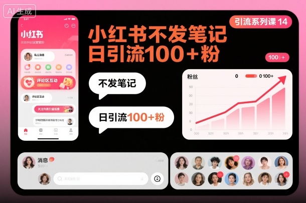 引流系列课14：小红书不发笔记日引流100+粉-知芽创业社