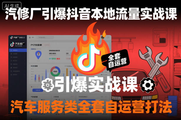 汽修厂引爆抖音本地流量实战课，汽车服务类全套自运营打法-知芽创业社