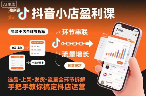 抖音小店盈利课-选品-上架-发货-流量全环节拆解，手把手教你搞定抖店运营-知芽创业社