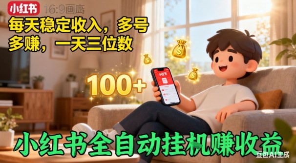 小红书自动挂G賺收益，每天稳定收入，多号多賺，一天三位数【揭秘】-知芽创业社