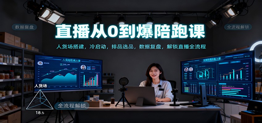直播从0到爆陪跑课：人货场搭建，冷启动，排品选品，数据复盘，解锁直播全流程-知芽创业社