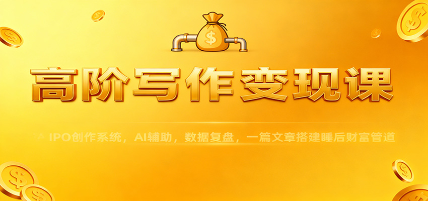 高阶写作变现课：IPO创作系统，AI辅助，数据复盘，一篇文章搭建睡后财富管道-知芽创业社