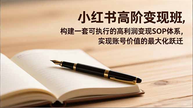 小红书高阶变现班，构建一套可执行的高利润变现SOP体系，实现账号价值的最大化跃迁-知芽创业社
