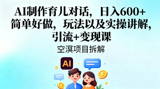 AI制作育儿对话，日入6张+，简单好做，玩法以及实操讲解，引流+变现课-知芽创业社