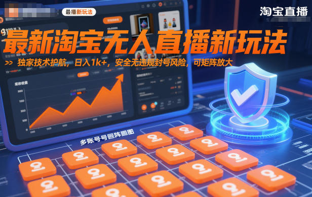 最新淘宝无人直播新玩法,独家技术护航,日入1k+,安全无违规封号风险,可矩阵放大【揭秘】-知芽创业社