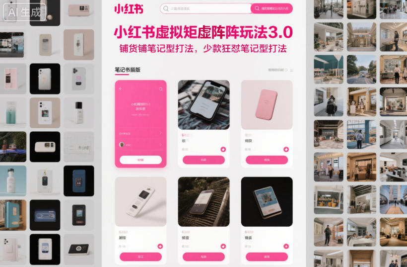 小红书虚拟矩阵玩法3.0，铺货铺笔记型打法，少款狂怼笔记型打法-知芽创业社