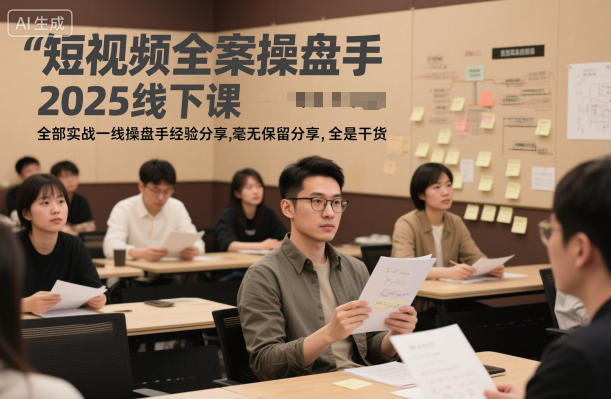 短视频全案操盘手2025线下课，全部实战一线操盘手经验分享，毫无保留分享，全是干货-知芽创业社