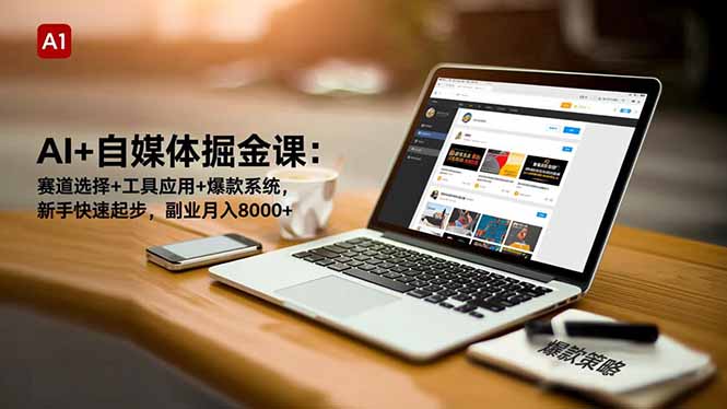 AI+自媒体掘金课：赛道选择+工具应用+爆款系统，新手快速起步，副业月入8000+-知芽创业社