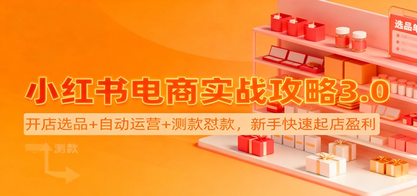 小红书电商实战攻略3.0：开店选品+自动运营+测款怼款，新手快速起店盈利-知芽创业社