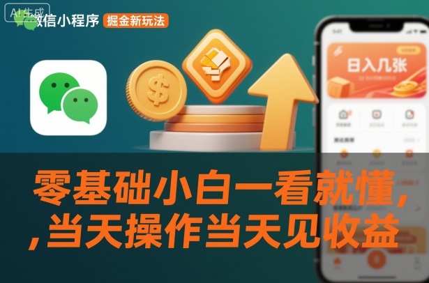 微信小程序掘金新玩法，日入几张，零基础小白一看就懂，当天操作当天见收益【揭秘】-知芽创业社