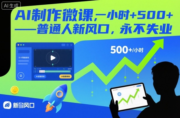 AI制作微课，一小时5张+，普通人新风口，永不失业-知芽创业社