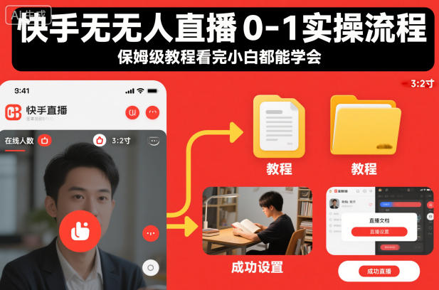 快手无人直播0-1实操流程，保姆级教程看完小白都能学会-知芽创业社