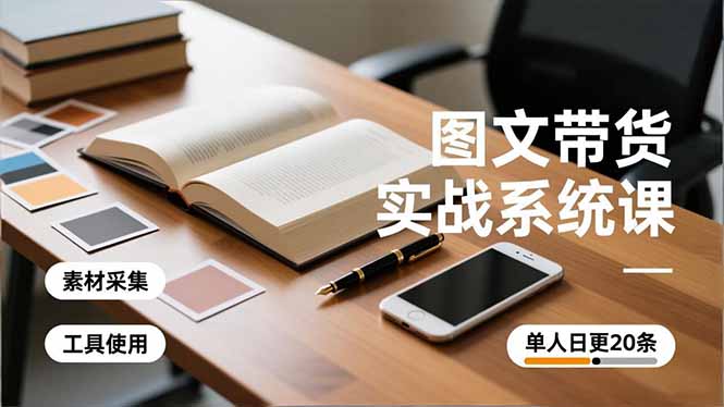 图文带货实战系统课，工具使用、素材采集、防同质化，单人日更20条月入3w+-知芽创业社