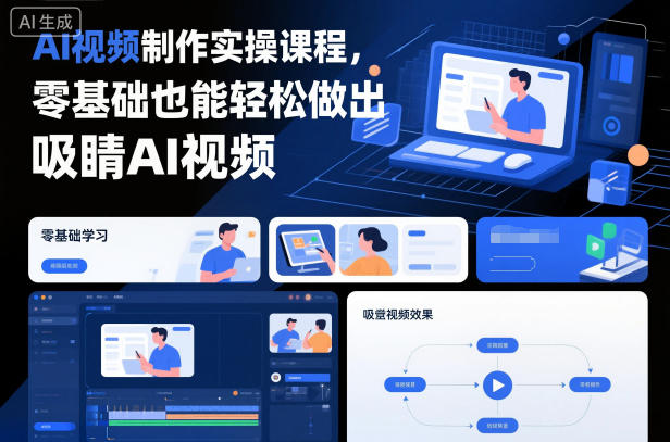 AI视频制作实操课程，零基础也能轻松做出吸睛AI视频-知芽创业社