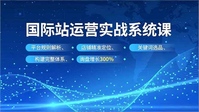 国际站运营实战系统课，平台规则解析、店铺精准定位、关键词选品，构建完整体系询盘增长300%-知芽创业社