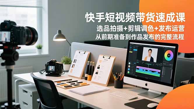 快手短视频带货速成课，选品拍摄+剪辑调色+发布运营，从前期准备到作品发布的完整流程-知芽创业社