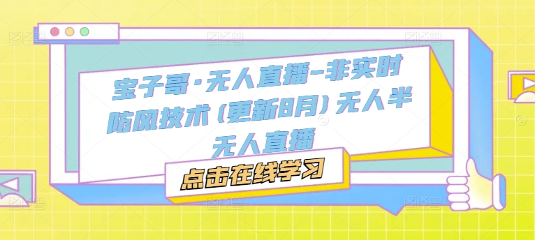 宝子哥·无人直播-非实时防风技术(更新25年12月)无人半无人直播-知芽创业社