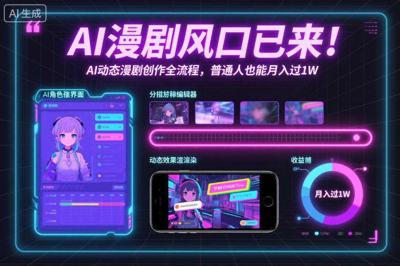 AI漫剧风口已来！AI动态漫剧创作全流程，普通人也能月入过1W-知芽创业社