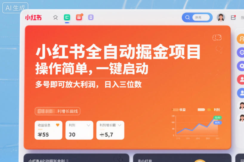 小红书全自动掘金项目，操作简单，一键启动，多号即可放大利润，日入三位数【揭秘】-知芽创业社