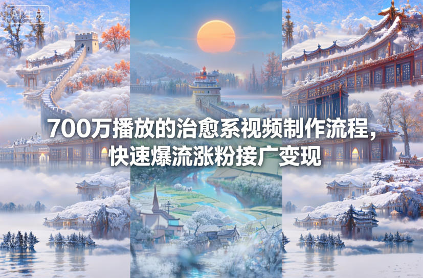 700万播放的治愈系视频制作流程，快速爆流涨粉接广变现-知芽创业社
