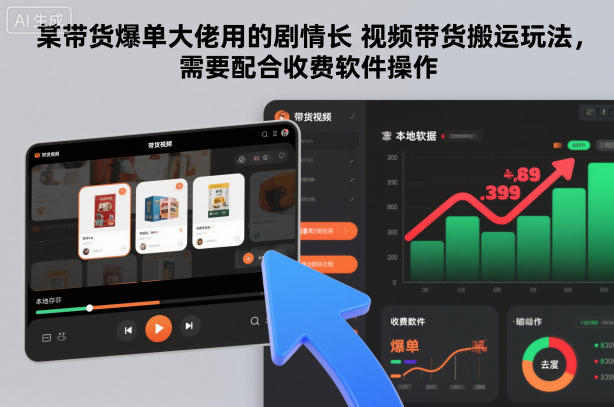 某带货爆单大佬用的剧情长视频带货搬运玩法，需要配合收费软件操作-知芽创业社