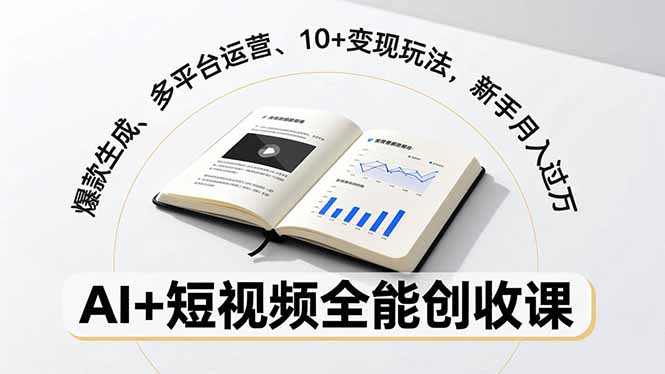 AI+短视频全能创收课，爆款生成、多平台运营、10+变现玩法，新手月入过万-知芽创业社