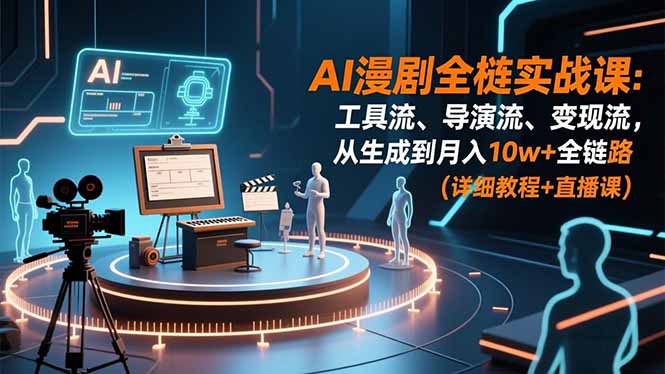 AI漫剧全栈实战课：工具流、导演流、变现流，从生成到月入10w+全链路 (详细教程+直播课-知芽创业社
