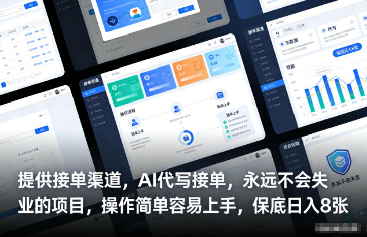 提供接单渠道，AI代写接单，永远不会失业的项目，操作简单容易上手，保底日入8张【揭秘】-知芽创业社