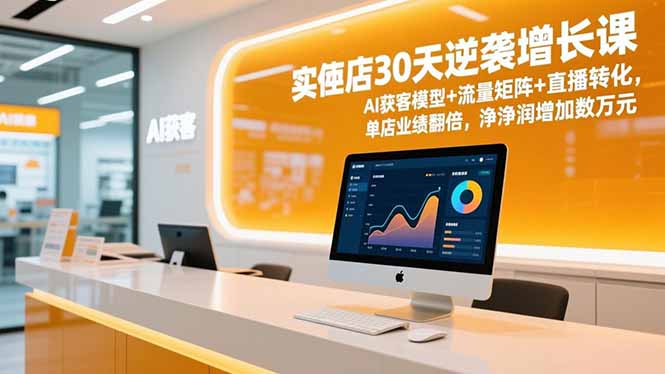实体店30天逆袭增长课，AI获客模型+流量矩阵+直播转化，单店业绩翻倍，净利润增加数万元-知芽创业社