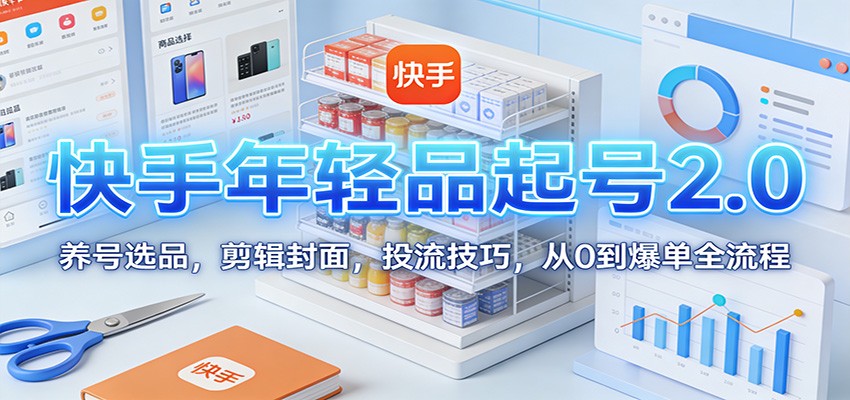 快手年轻品起号2.0：养号选品，剪辑封面，投流技巧，从0到爆单全流程-知芽创业社