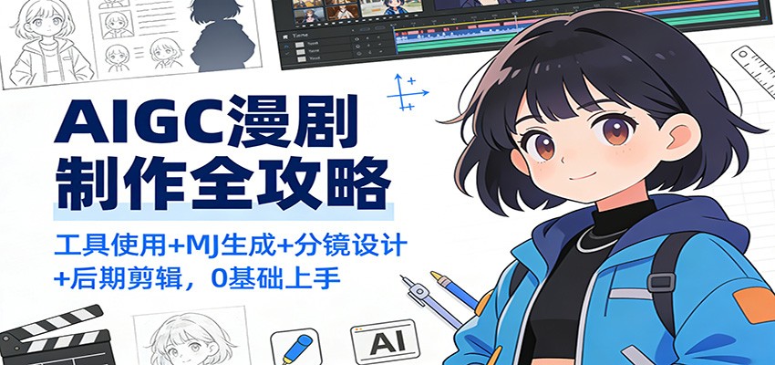 AIGC漫剧制作全攻略：工具使用+MJ生成+分镜设计+后期剪辑，0基础上手-知芽创业社