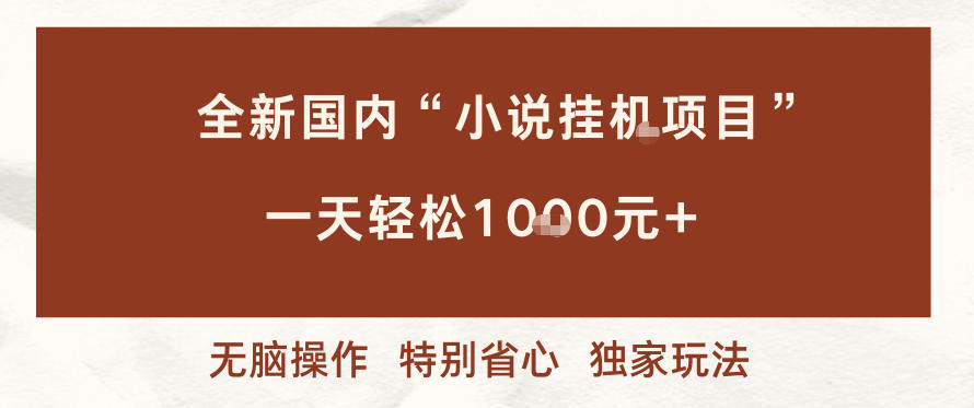 全新国内小说挂G项目，多窗口无脑跑，一天轻松1k+，特别省心【揭秘】-知芽创业社
