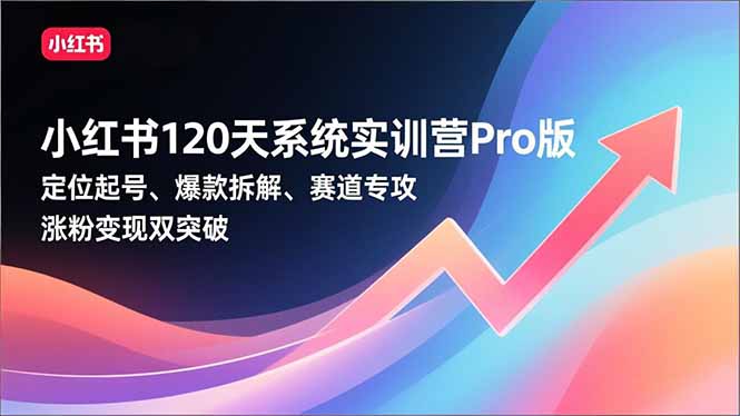 小红书120天系统实训营Pro版，定位起号、爆款拆解、赛道专攻，实现涨粉变现双突破-知芽创业社